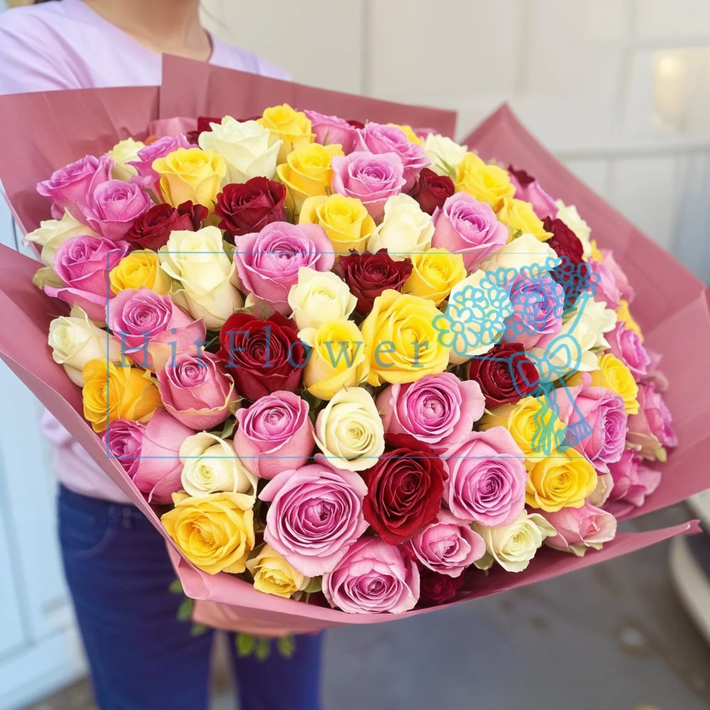 Букет роз Микс из 101 розы